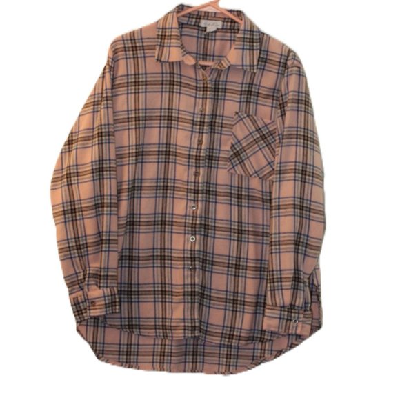 Birch and Stone Pink Plaid High Low Bottom Size L - Picture 1 of 10